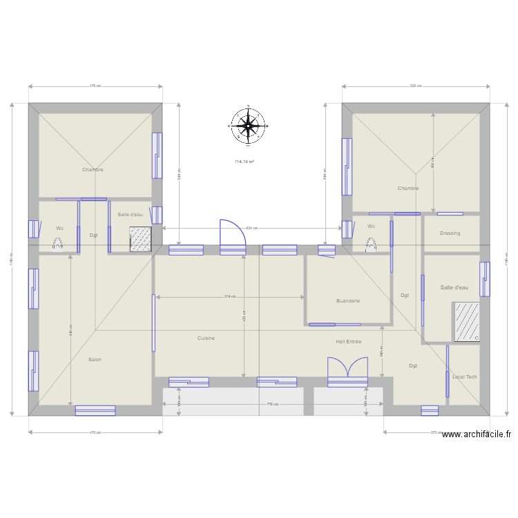  Plan maison H Penestin toîtures. Plan de 0 pièce et 0 m2