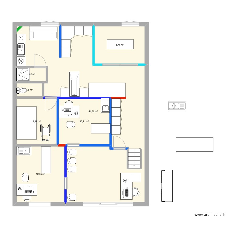 Plan 12 eme. Plan de 7 pièces et 98 m2