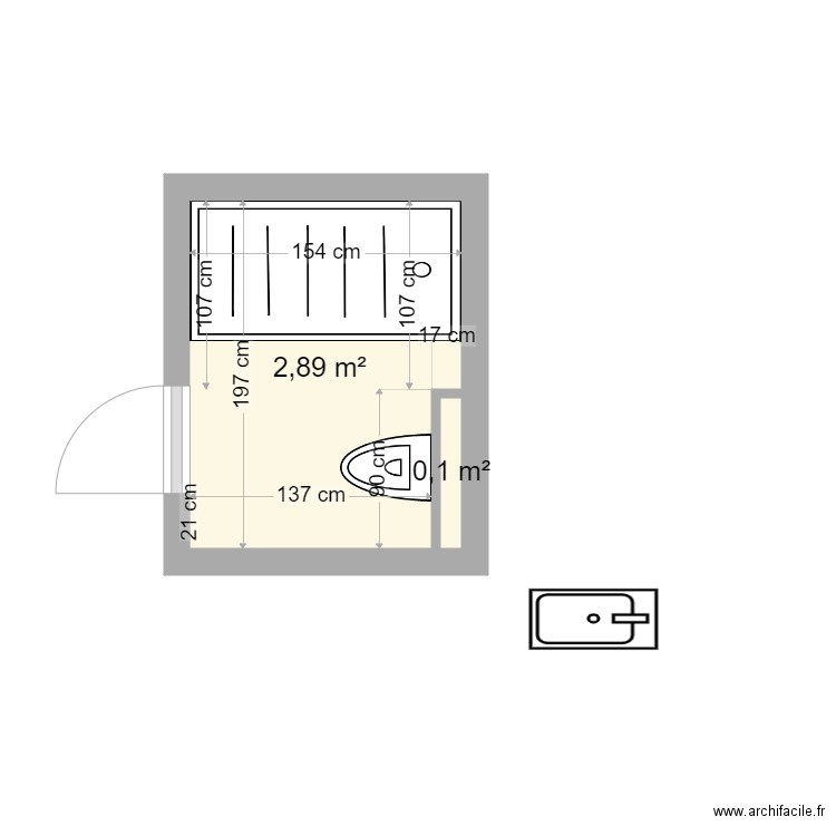 Douche. Plan de 0 pièce et 0 m2