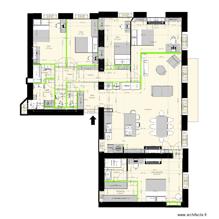 29 crs FR v25. Plan de 40 pièces et 155 m2