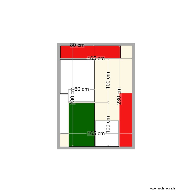 van. Plan de 1 pièce et 4 m2