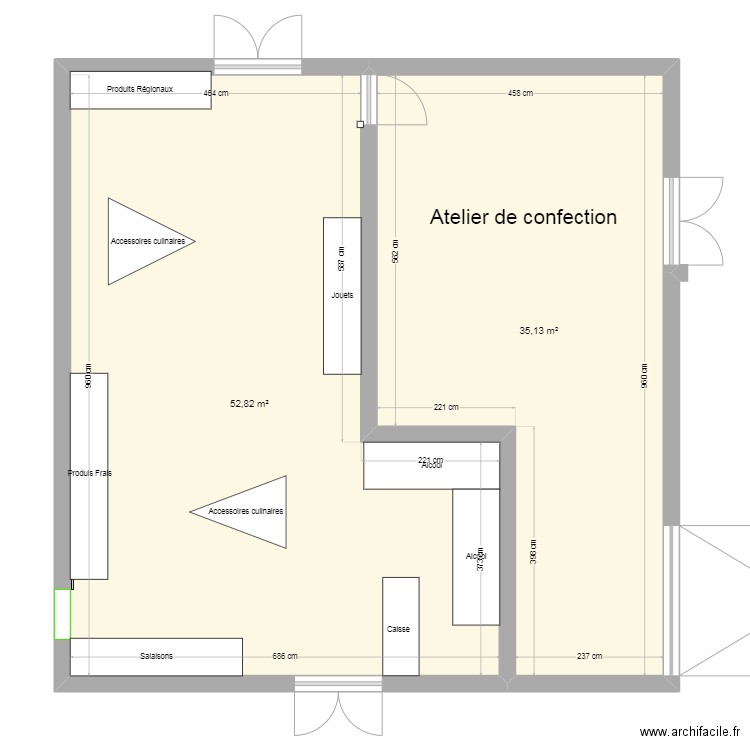 FROM. Plan de 2 pièces et 88 m2