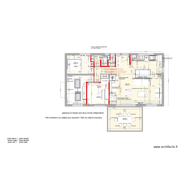 Plan  Elec / arc en ciel Rdc projet 2. Plan de 7 pièces et 97 m2