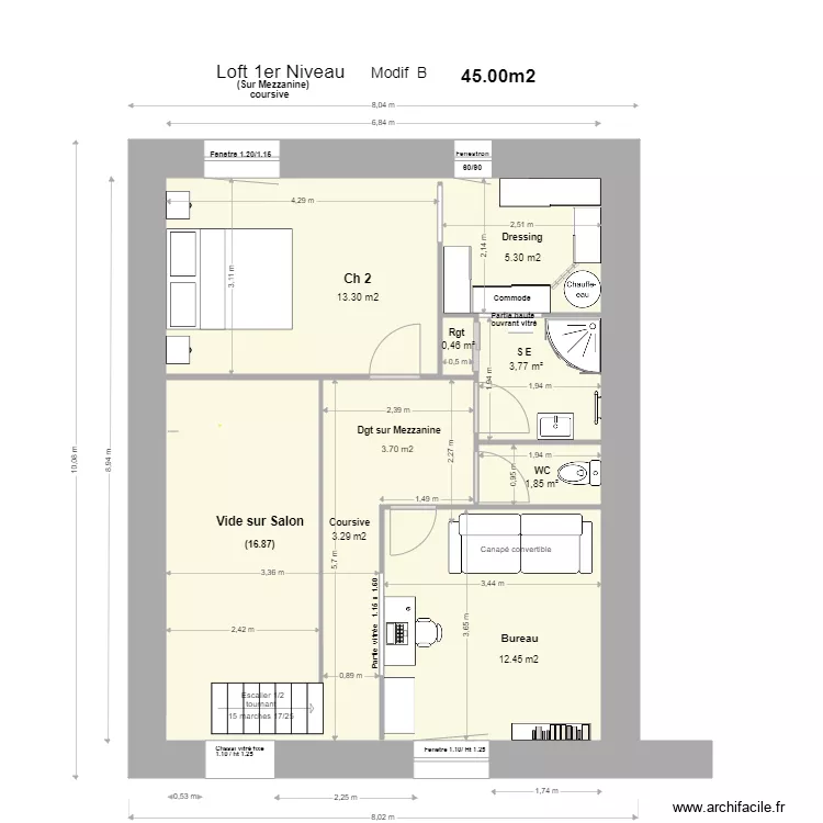 Loft 1 Niveau,Mezzanine +coursive Modif C . Plan de 