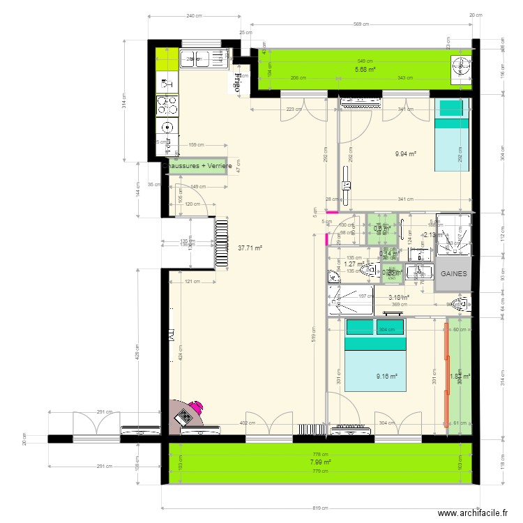 Plein sud. Plan de 0 pièce et 0 m2