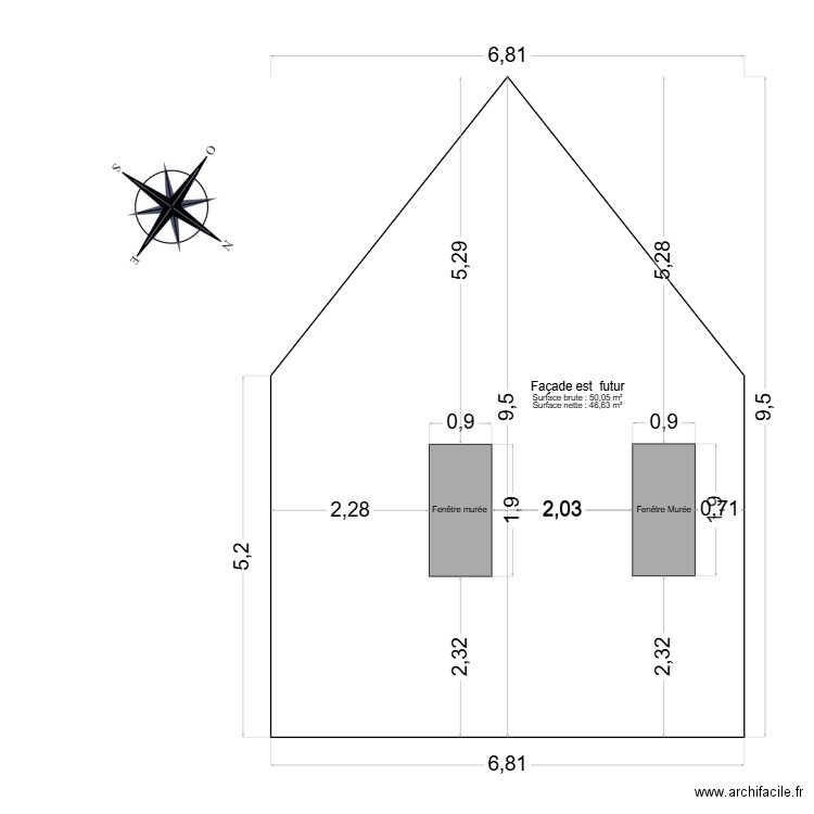 Façade actuelle  est. Plan de 0 pièce et 0 m2
