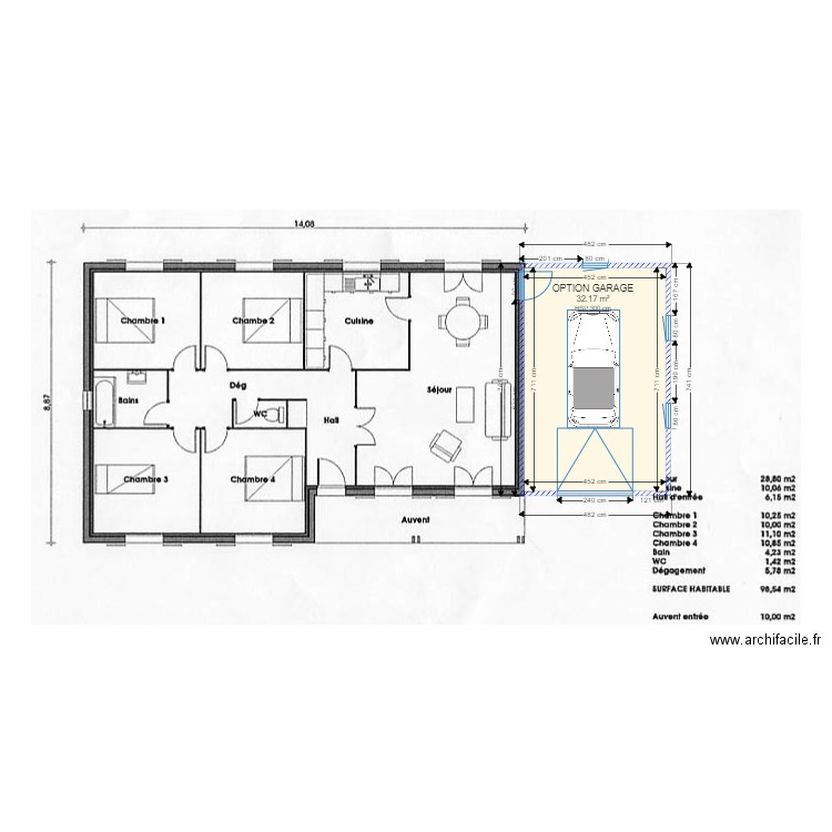 VENUS 3-98 / Option garage. Plan de 1 pièce et 32 m2