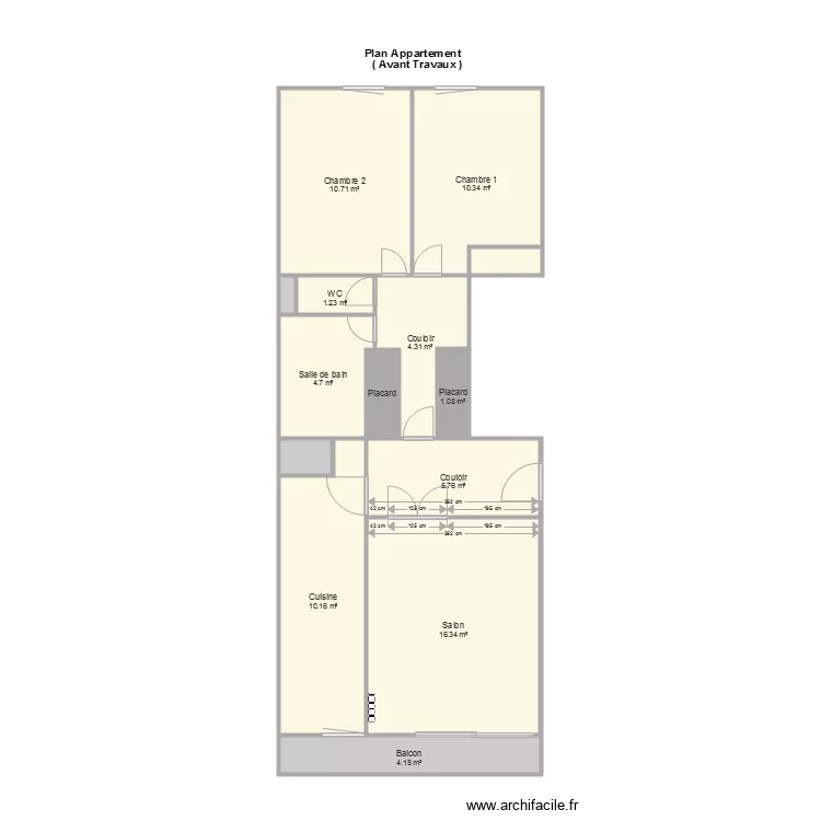 Appt  lecour avt tvx V02. Plan de 