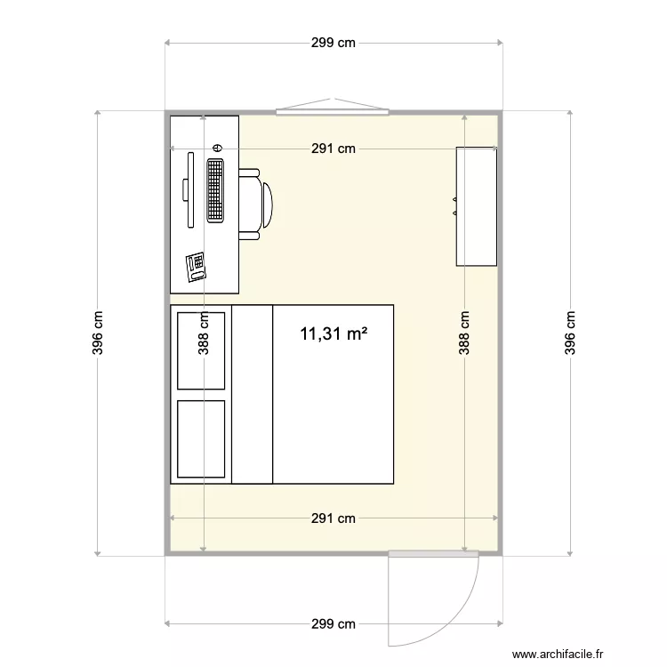 chambre bureau. Plan de 