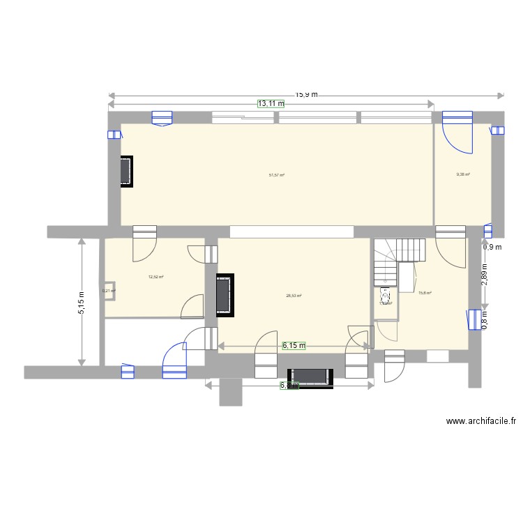 espace evenementiel coté . Plan de 0 pièce et 0 m2