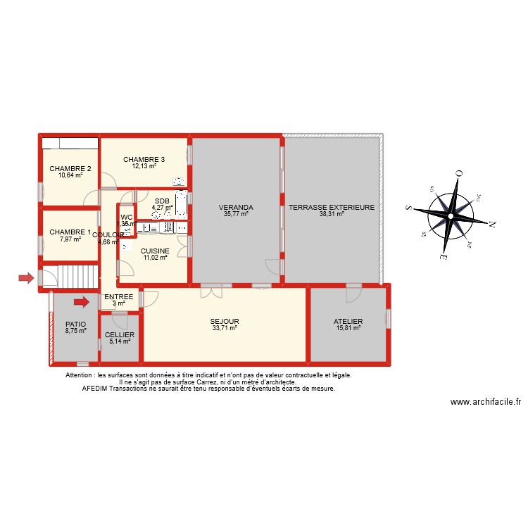 BI 9274 RDC. Plan de 15 pièces et 196 m2