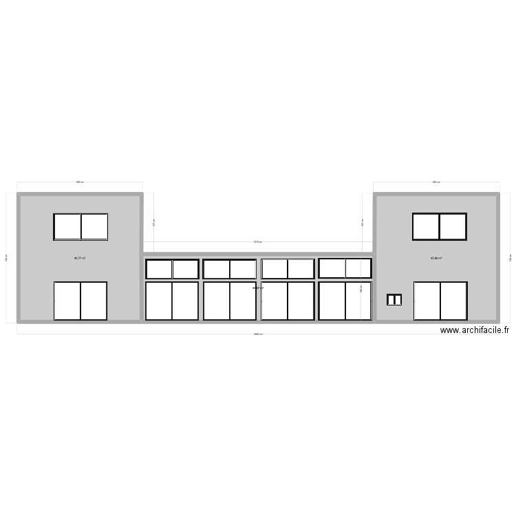 essai façade. Plan de 3 pièces et 137 m2