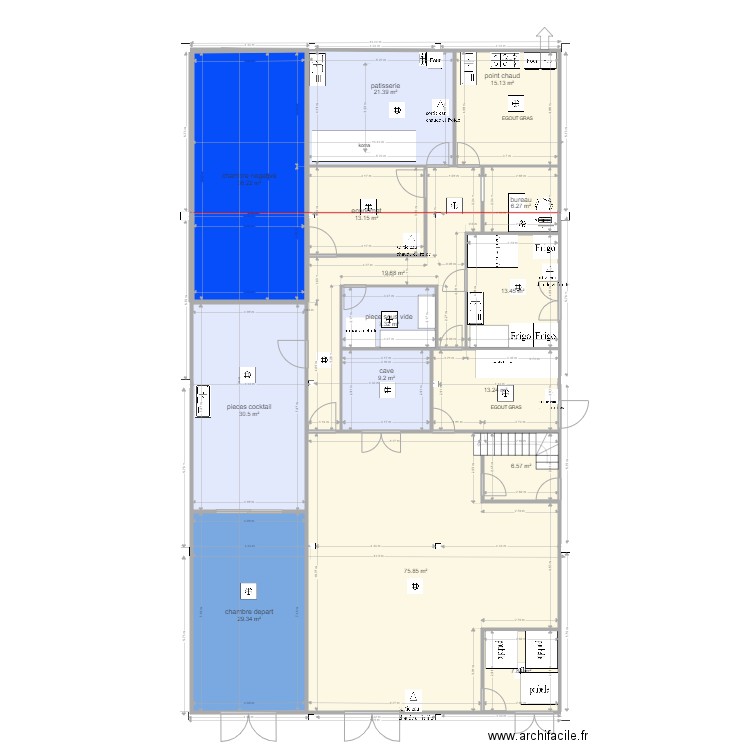 plan montussan v12 rdc. Plan de 33 pièces et 539 m2