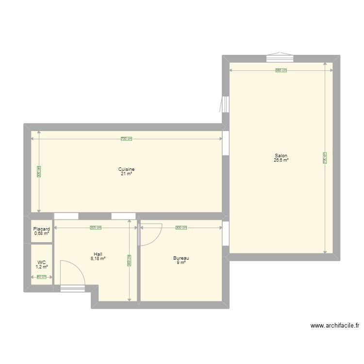 Plan Maison - RDC. Plan de 6 pièces et 67 m2