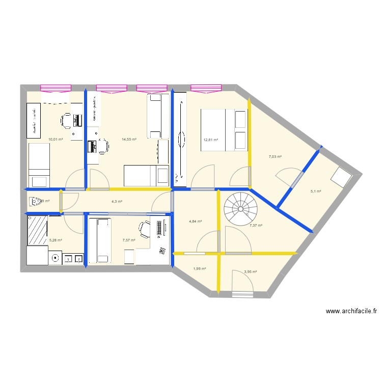 Plan RDC Appart Hotel 30102023. Plan de 13 pièces et 86 m2