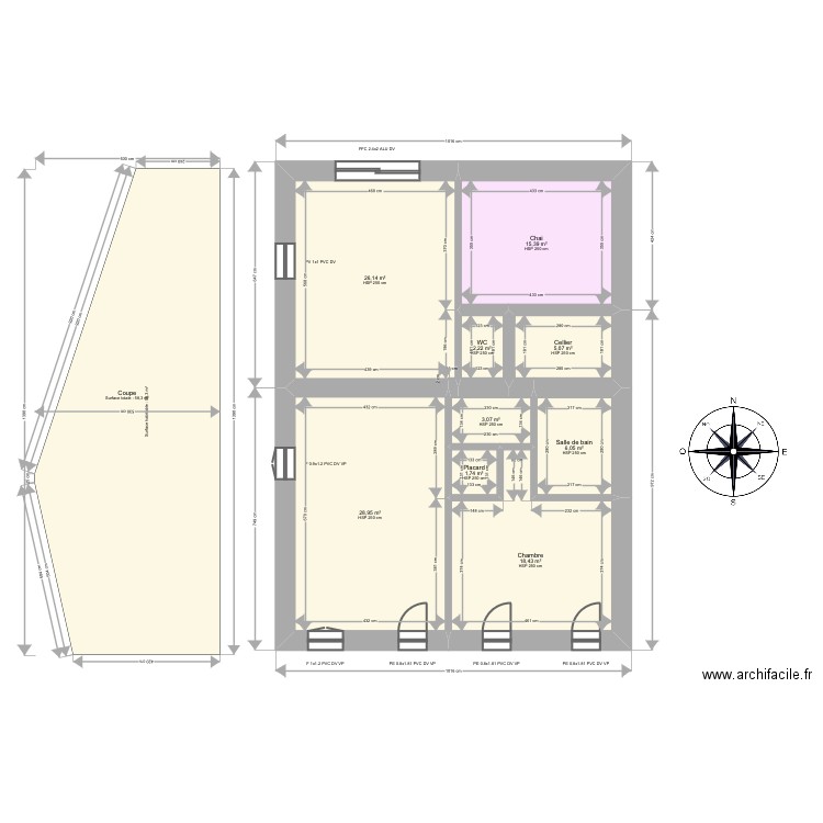 Labat. Plan de 16 pièces et 211 m2