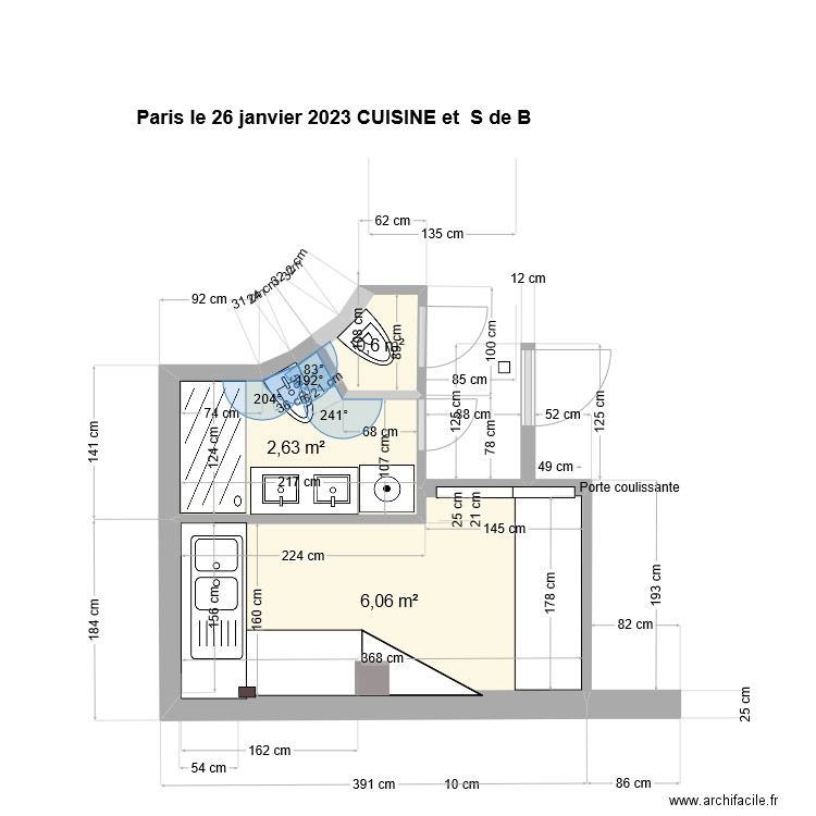 PPP CUISINE 02. Plan de 3 pièces et 9 m2