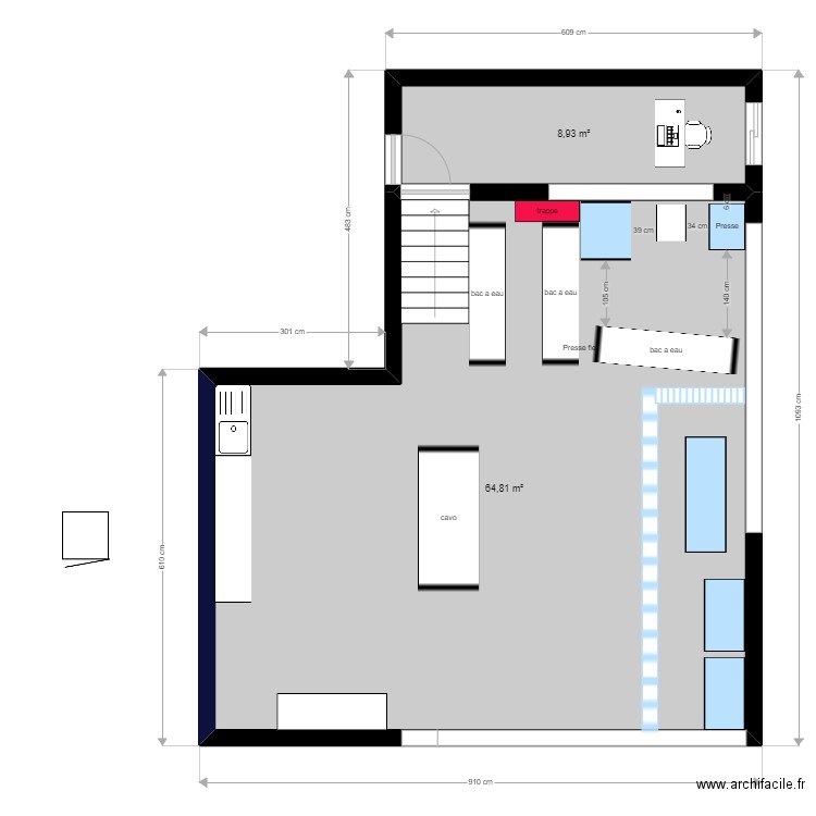 labo2. Plan de 2 pièces et 74 m2