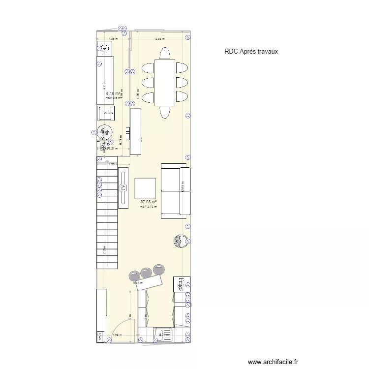 RDC apr&egrave;s travaux. Plan de 