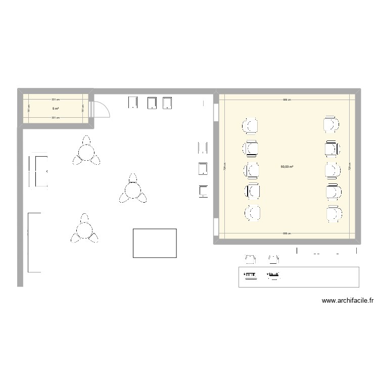 Stand congrès - Plan 2 pièces 55 m2 dessiné par ThomasJul