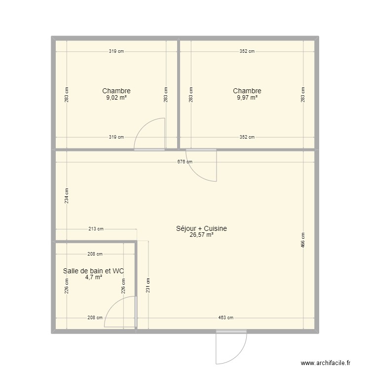 Chalet cou de chasse Barvaux . Plan de 4 pièces et 50 m2