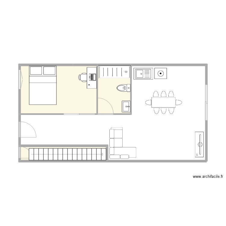 VIVIENDA ALCACER. Plan de 3 pièces et 17 m2