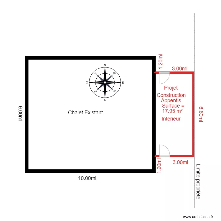 Existant  et projet  chalet 79. Plan de 
