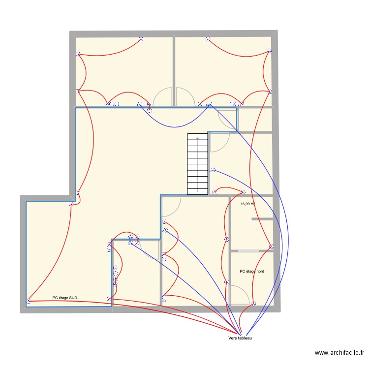 plan étage prises. Plan de 6 pièces et 103 m2