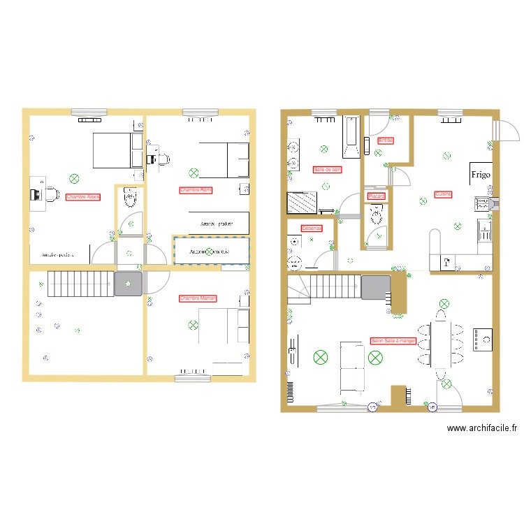 Plan maison 3. Plan de 13 pièces et 172 m2