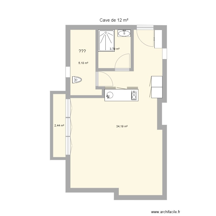 75016. Plan de 4 pièces et 46 m2