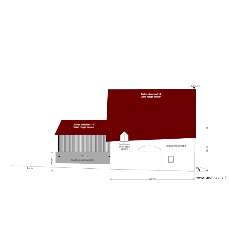 Façade nord ouest après travaux. Plan de 0 pièce et 0 m2