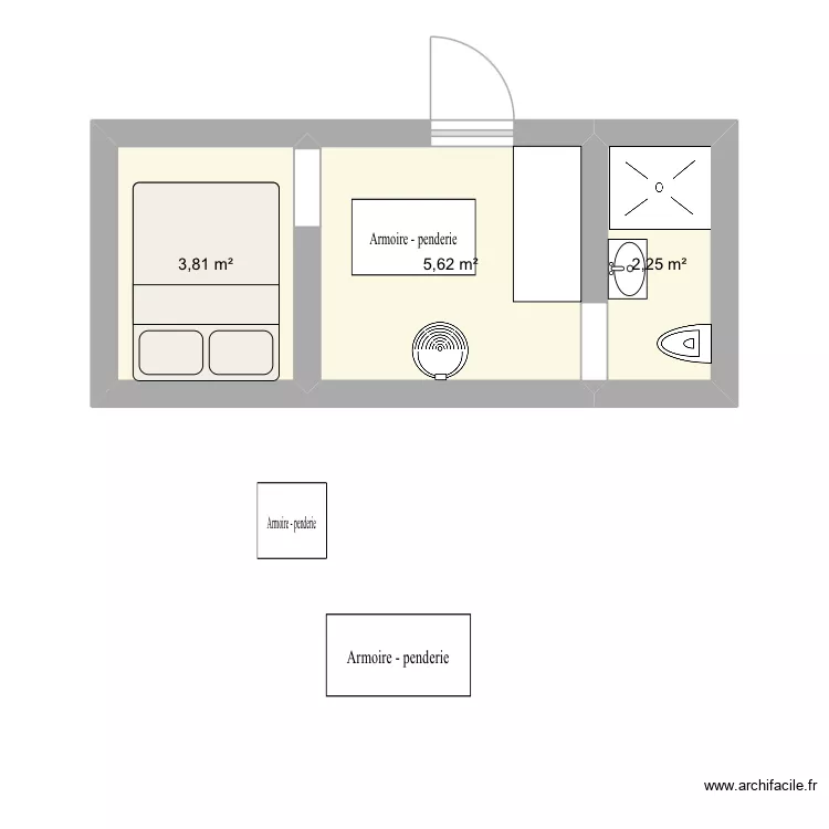 Container 20 pieds. Plan de 3 Pièces et 12 m² Container 20 pieds. Plan de 3 Pièces et 12 m²