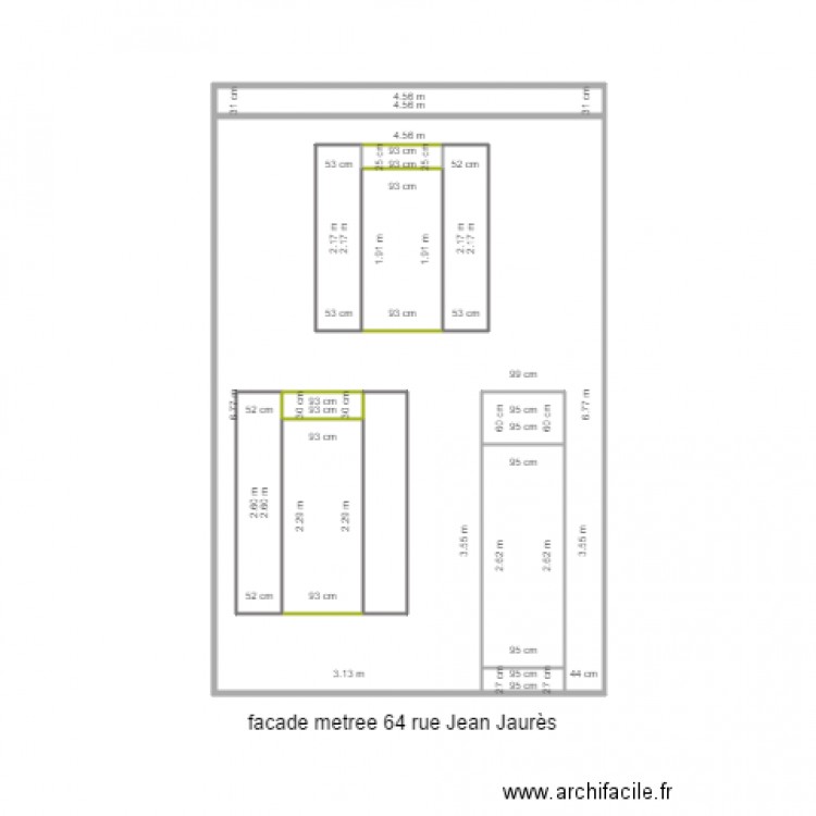 façade métrée Jaurès. Plan de 0 pièce et 0 m2