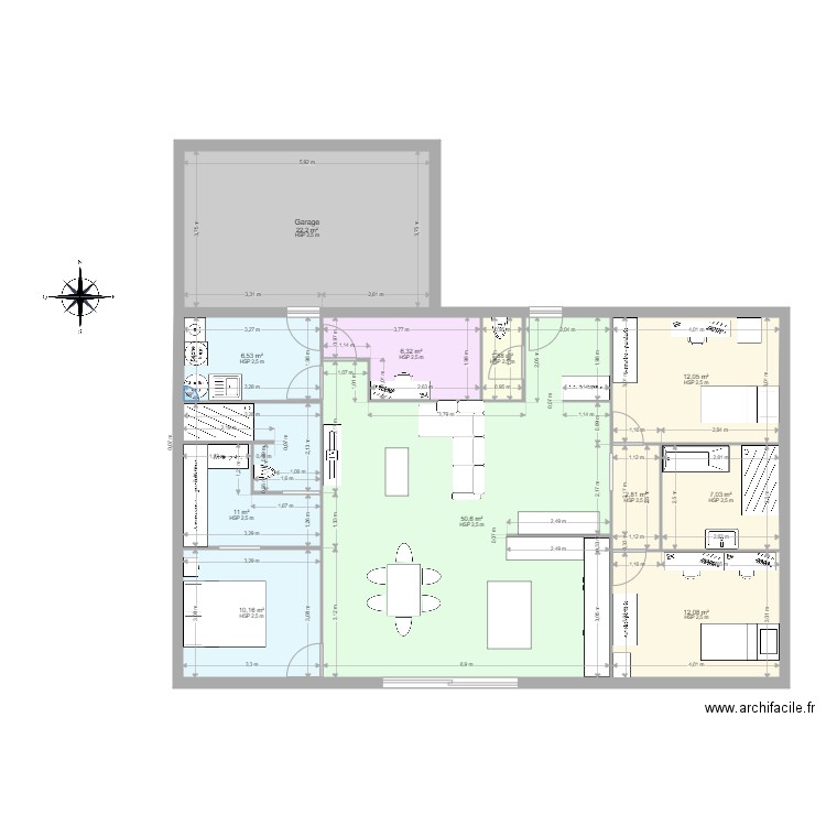 projet elodie. Plan de 11 pièces et 143 m2