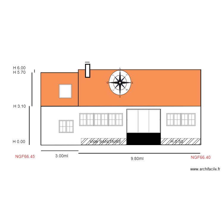 Facade  SUD                         medéric. Plan de 0 pièce et 0 m2