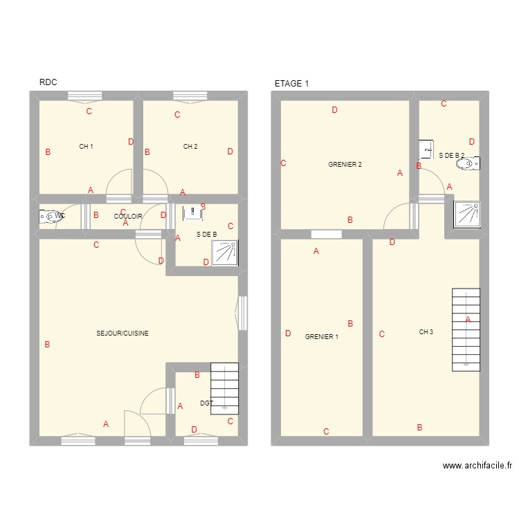 ROUX. Plan de 11 pièces et 104 m2