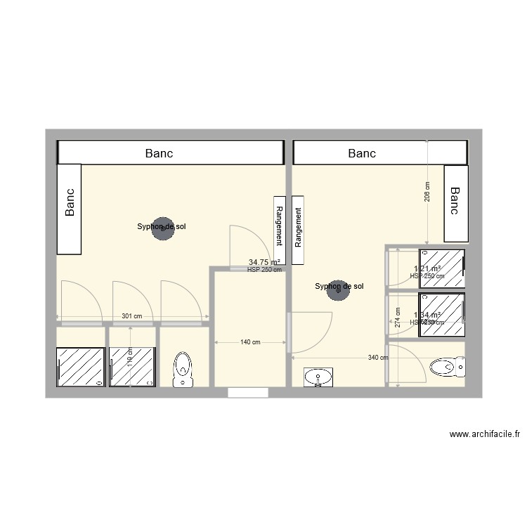 Véstiaire. Plan de 0 pièce et 0 m2