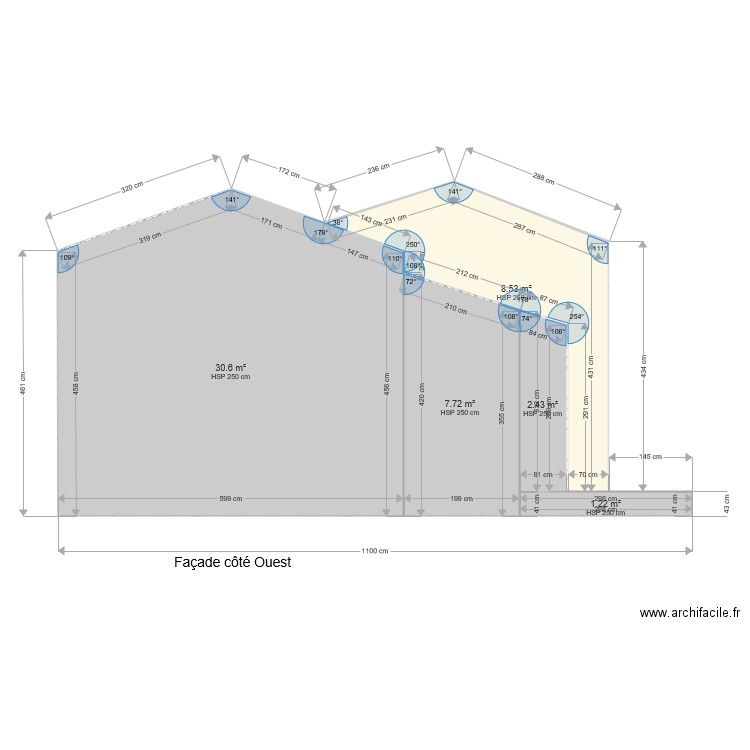Facade Ouest Villa Riou extension. Plan de 0 pièce et 0 m2
