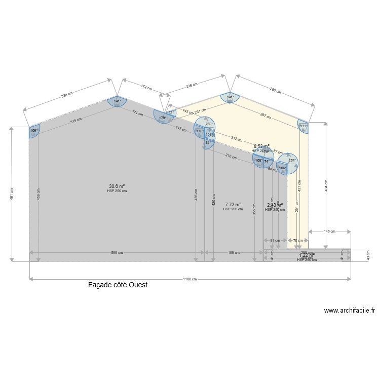 Facade Ouest Villa Riou extension. Plan de 0 pièce et 0 m2