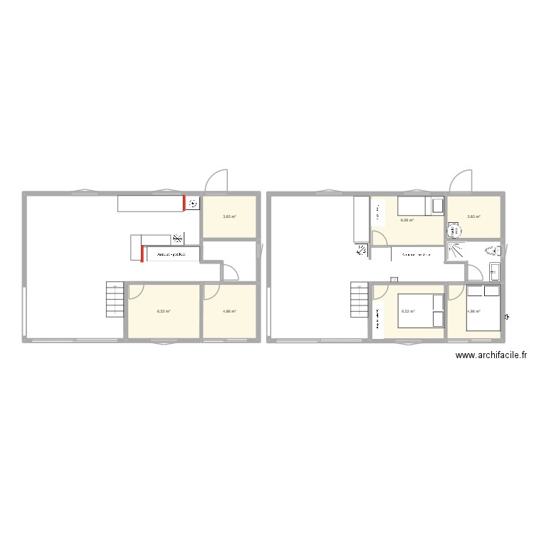 lapin. Plan de 7 pièces et 36 m2