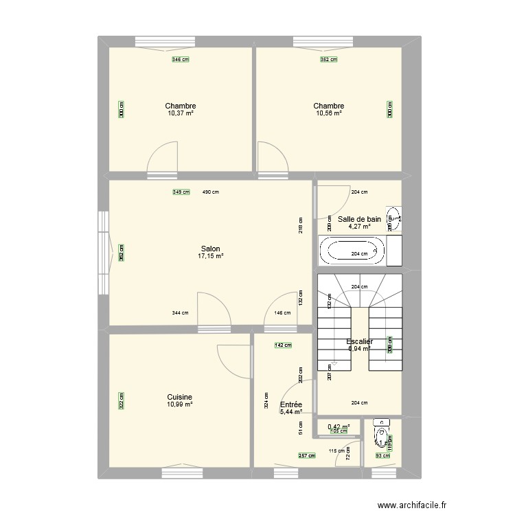 Chateau 2ème étage final. Plan de 9 pièces et 67 m2