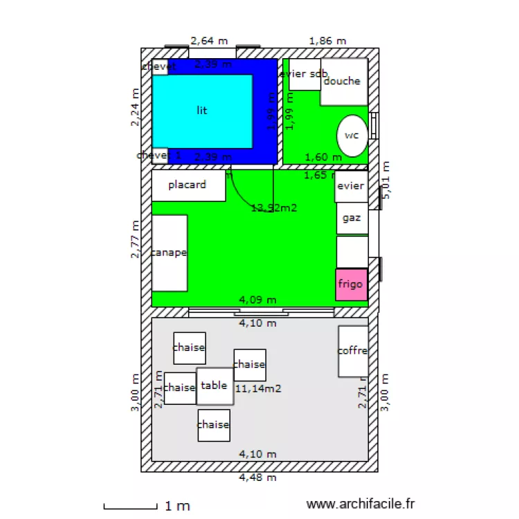 bungalow 1. Plan de 
