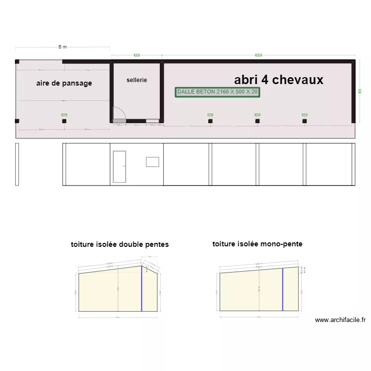 DALLE ET ABRI MUR 4M OPTION2. Plan de 