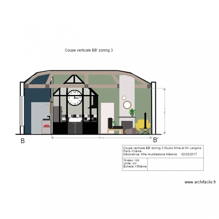 coupe BB zoning 3. Plan de 0 pièce et 0 m2