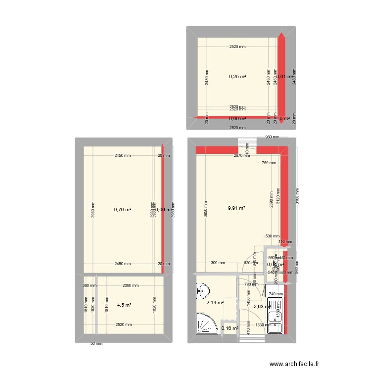 A4cube2. Plan de 12 pièces et 36 m2