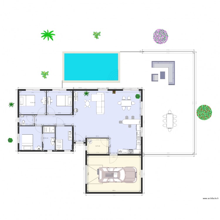 projet de plan maison avec piscine. Plan de 0 pièce et 0 m2
