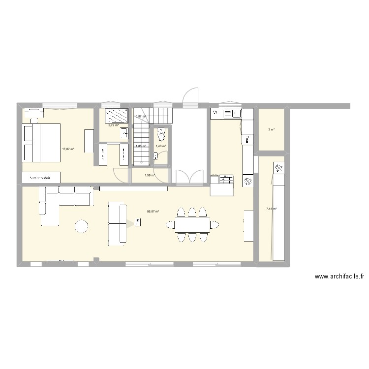 maison 142 BG quartier Guiscard. Plan de 9 pièces et 93 m2