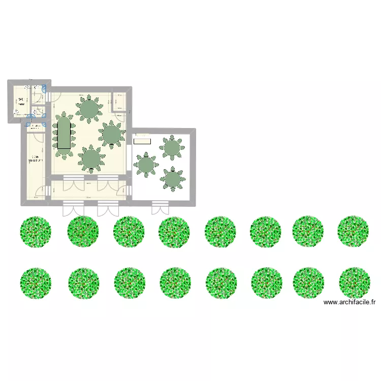 Ch&acirc;teau du Prieur&eacute; - le Grand Salon table de 8 et 10 et 14. Plan de 
