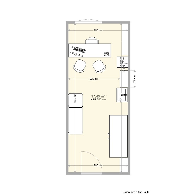 BUREAU PEDIATRE. Plan de 1 pièce et 17 m2