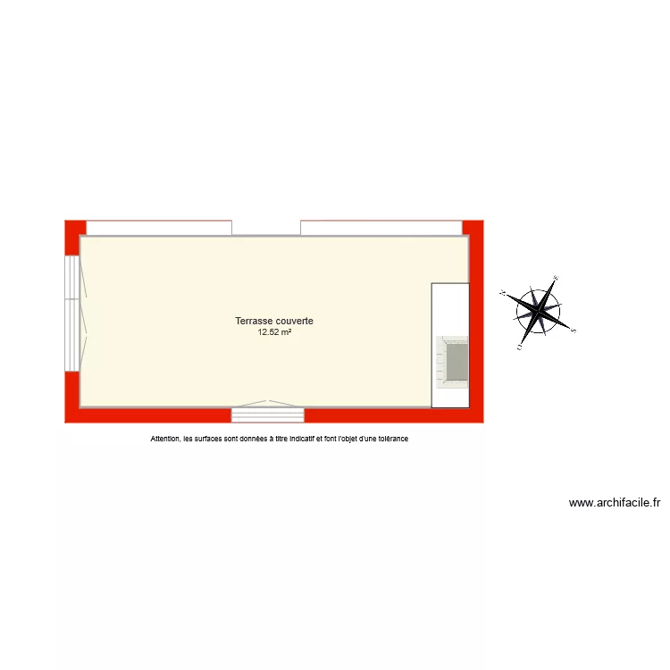 BI 5003 annexe terrasse couverte c&ocirc;t&eacute;. Plan de 